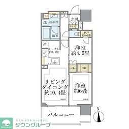 グランシテイタワー月島 2LDKの間取図画像