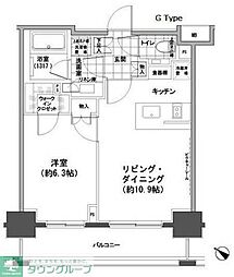 パークハビオ人形町 1LDKの間取図画像