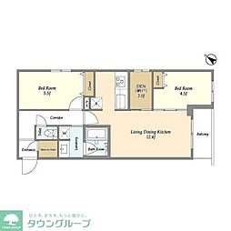 AZURETERRACE目黒祐天寺 2SLDKの間取図画像
