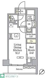 ラティエラ武蔵小山レジデンス 1SLDKの間取図画像