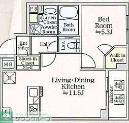 東京メトロ有楽町線 月島駅 徒歩4分の賃貸マンション 5階1LDKの間取り