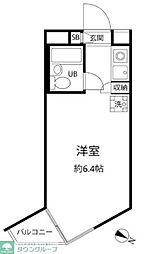 エスポワール中目黒 2階ワンルームの間取り
