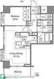 ザ・レジデンス赤坂檜町 1LDKの間取図画像