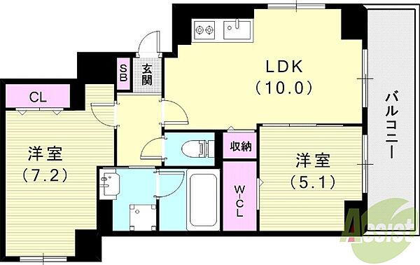 レジス城の堀 ｜兵庫県尼崎市下坂部2丁目(賃貸マンション2LDK・3階・54.52㎡)の写真 その2