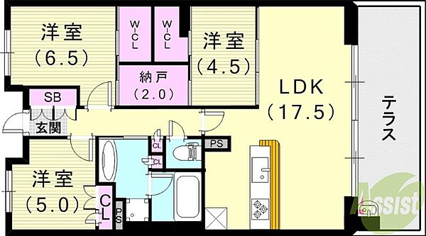 プラウド西宮林田町 ｜兵庫県西宮市林田町(賃貸マンション3LDK・1階・80.33㎡)の写真 その1