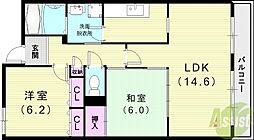 アルデール・カサ 2LDKの間取図画像