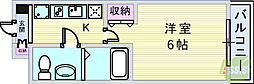 アリビオ立花 1Kの間取図画像
