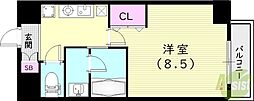 クレセールTWO 1Kの間取図画像