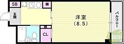 猪名寺パークマンション・2 ワンルームの間取図画像