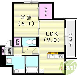 エスポワールシャトゥ 1LDKの間取図画像