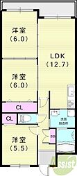 福々邸弐番館 3LDKの間取図画像