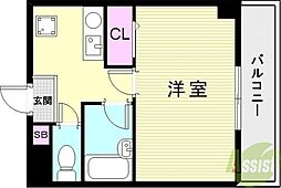サウザンド塚口 1Kの間取図画像