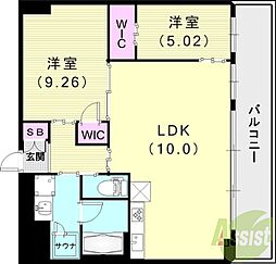プレジオ宝塚ASIAN 2LDKの間取図画像