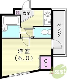 ステラハウス15 1Kの間取図画像