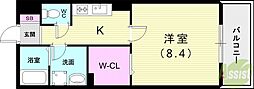 コンフォール武庫 1Kの間取図画像