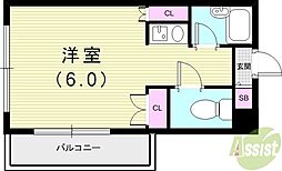 アーバンヴィレッジ武庫之荘 1Kの間取図画像