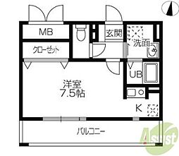 ゴールドウエスト 1Kの間取図画像