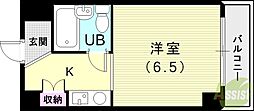 シェルプール弐番館 1Kの間取図画像