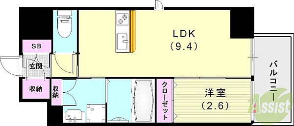 クローバー・フロント ｜兵庫県尼崎市杭瀬本町3丁目(賃貸マンション1LDK・7階・32.10㎡)の写真 その2