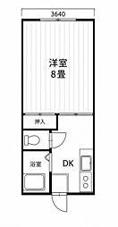 クリスタルハウスA棟 1Kの間取図画像