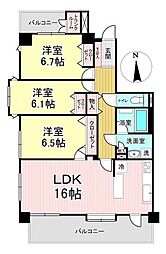 富沢シティハウス 3LDKの間取図画像