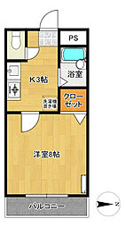千鶴ハイツ 1Kの間取図画像