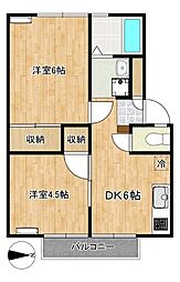 サンハイツシミズ 2DKの間取図画像