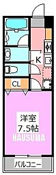 フローラシオン 1Kの間取図画像