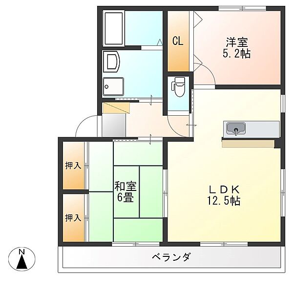 ファミールソーワC 201｜栃木県宇都宮市東簗瀬１丁目(賃貸アパート2LDK・2階・54.78㎡)の写真 その2