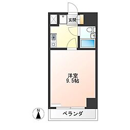 ランドパレス宇都宮平成通り 10階1Kの間取り