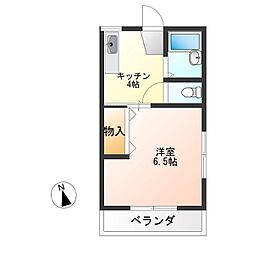 シャンポワールA 1Kの間取図画像