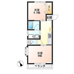 ベルビュー1 2Kの間取図画像