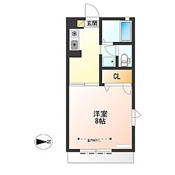 メゾン・ドラペA 1Kの間取図画像