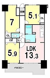 サーパス文化の森 3LDKの間取図画像