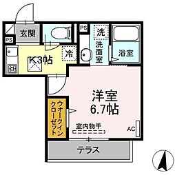 東急東横線 日吉駅 徒歩17分の賃貸アパート 1階1Kの間取り