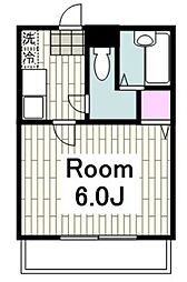 JR横浜線 大口駅 徒歩3分の賃貸マンション 2階1Kの間取り