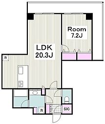 みなとみらい線 みなとみらい駅 徒歩6分の賃貸マンション 19階1LDKの間取り