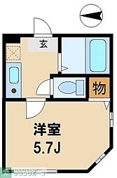 パール武蔵小杉 1Kの間取図画像
