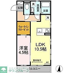 マレアガーデン新横浜A 1LDKの間取図画像