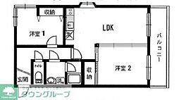 コスモリード横浜反町 2LDKの間取図画像