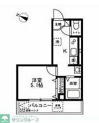 グランドソレーユ生麦 1Kの間取図画像
