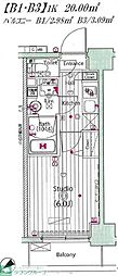 ガーラ・ステーション東神奈川 1Kの間取図画像
