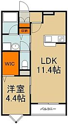 カーサ・インテルノ 1LDKの間取図画像