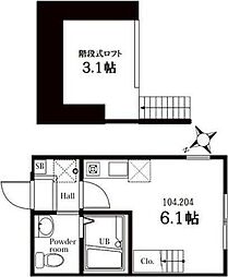 ハーミットクラブハウス新横菊名 ワンルームの間取図画像