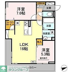 横浜市港北区新羽町アパート 2LDKの間取図画像