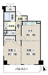 ガルファーサ新横浜 2DKの間取図画像