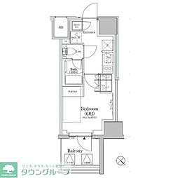ザ・パークハビオSOHO新横浜 1Kの間取図画像