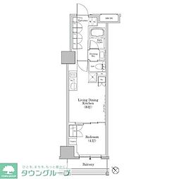 ザ・パークハビオSOHO新横浜 1LDKの間取図画像