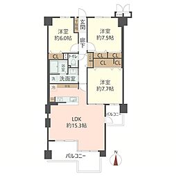 サンシティ桂坂参番館 3LDKの間取図画像