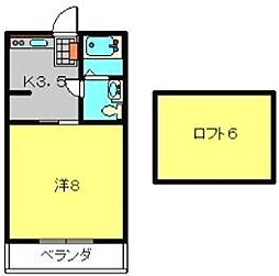 ザ・浅間台 2階1Kの間取り